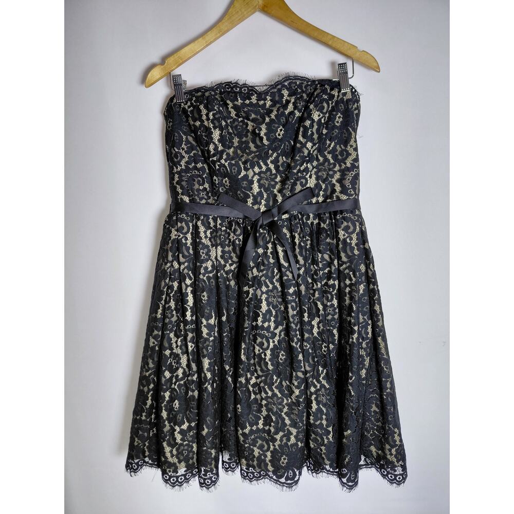 NWT robert rodriguez Lace Party Dress Black Sleeveless Strapless Knee Size 12